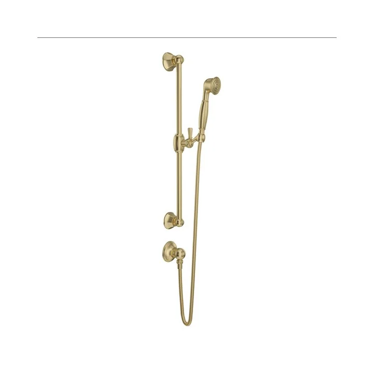 Handshower Set Palladian Unlacquered Brass 1 Function 1.8 Gallons per Minute 23-13/16 Inch Brass Slide Bar