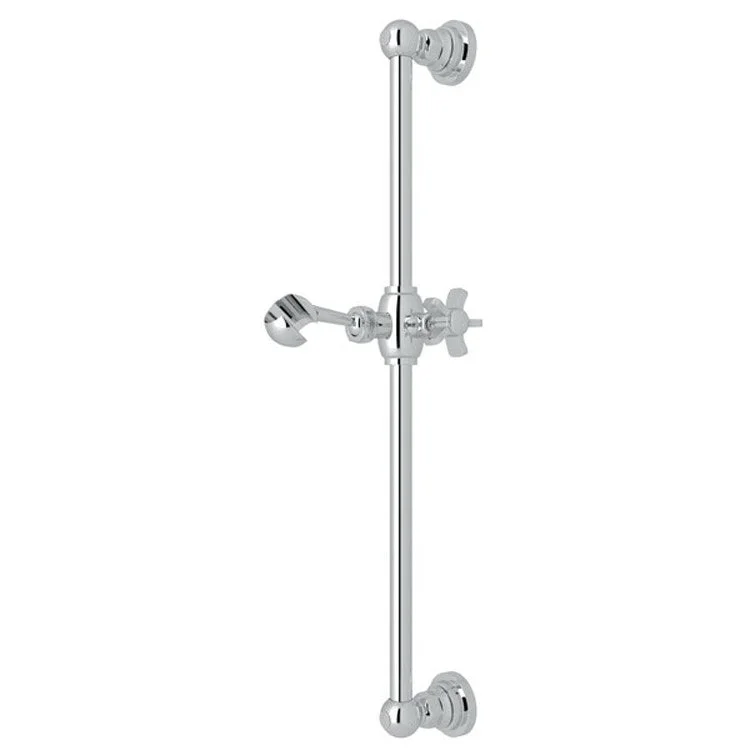 Slide Bar San Giovanni with 5 Spoke Cross Handle 22 Inch Polished Chrome Brass Wall Mount