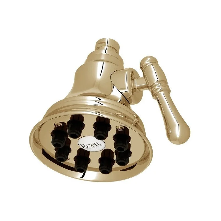 Showerhead Mantova 8 Function Unlacquered Brass 4 Inch 1.8 Gallons per Minute Jet Adjustable Round