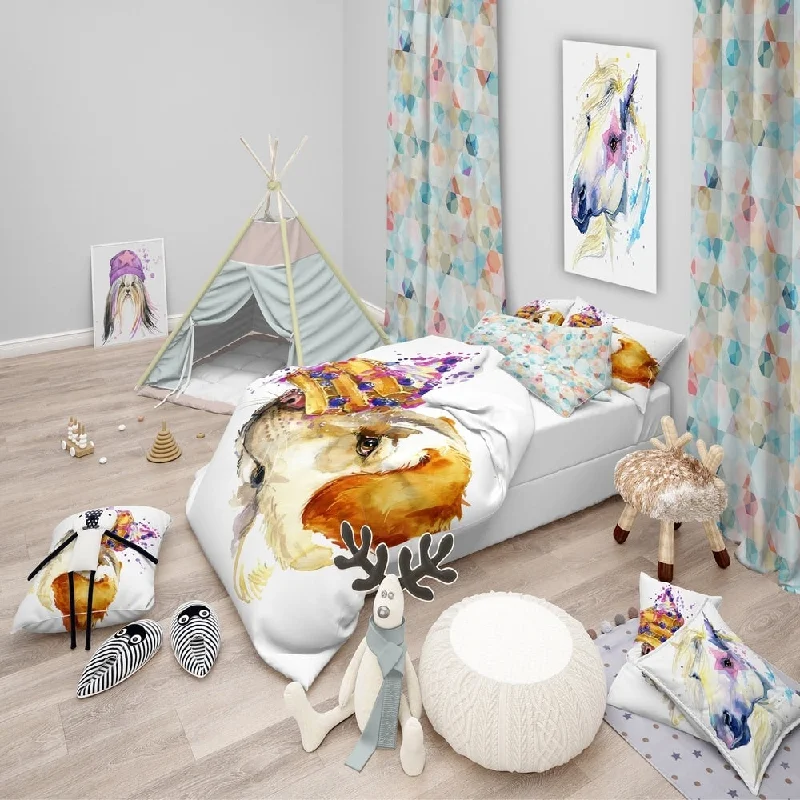 Designart 'Cute Labrador Dog Watercolor' Modern & Contemporary Bedding Set - Duvet Cover & Shams