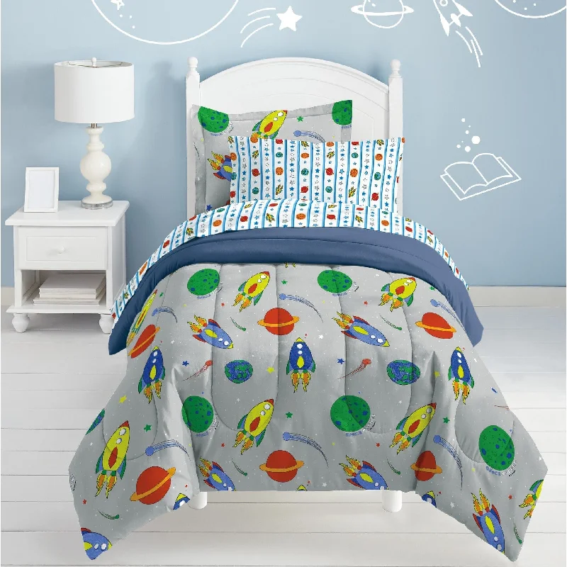 Dream Factory Space Rocket Twin 5-piece Bed in a Bag with Sheet Set