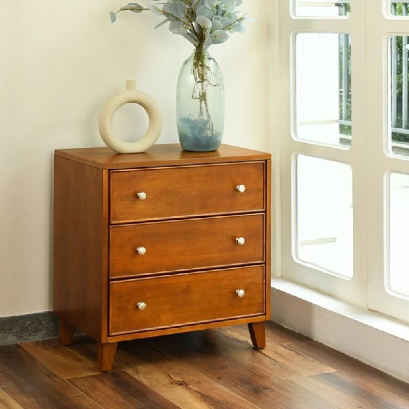 Medieval 3 Drawer Brown Bedroom Nightstand