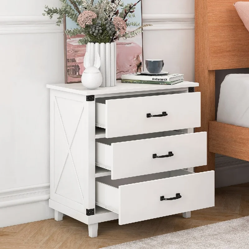 Modern Bedroom Nightstand with 3 Drawers and Stable Legs Storage Combination Of Fashion And Function