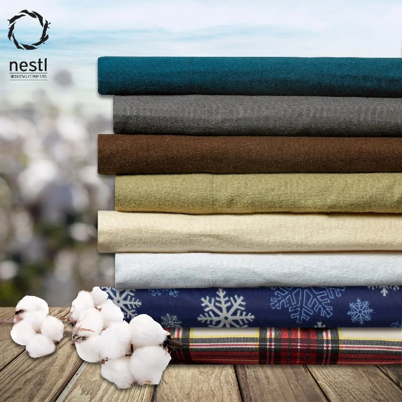 Nestl 100% Cotton Flannel Sheet Set - Luxurious Soft Hypoallergenic Flannel Bed Sheet set