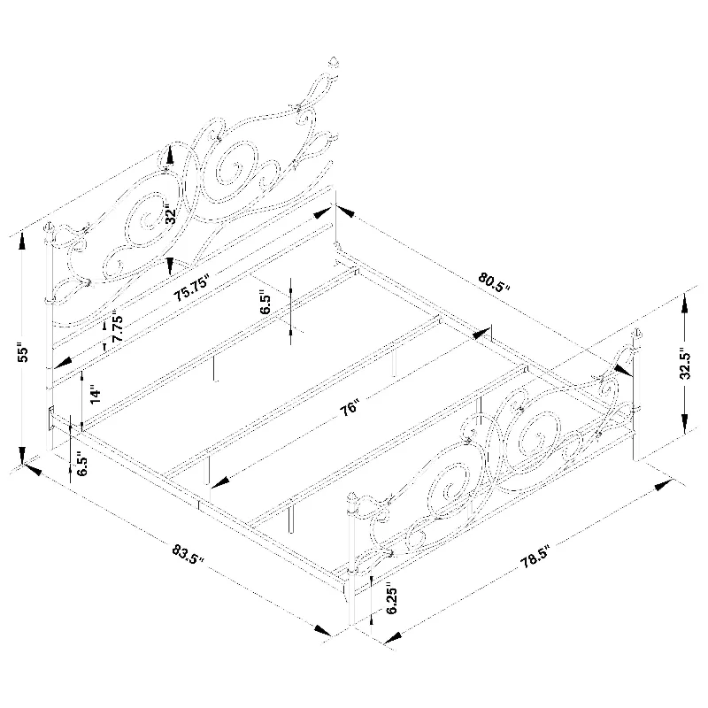 Parleys Traditional Metal Open Frame Bed Dark Bronze