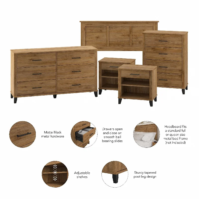 Somerset 5 Piece Full/Queen Size Bedroom Set by Bush Furniture