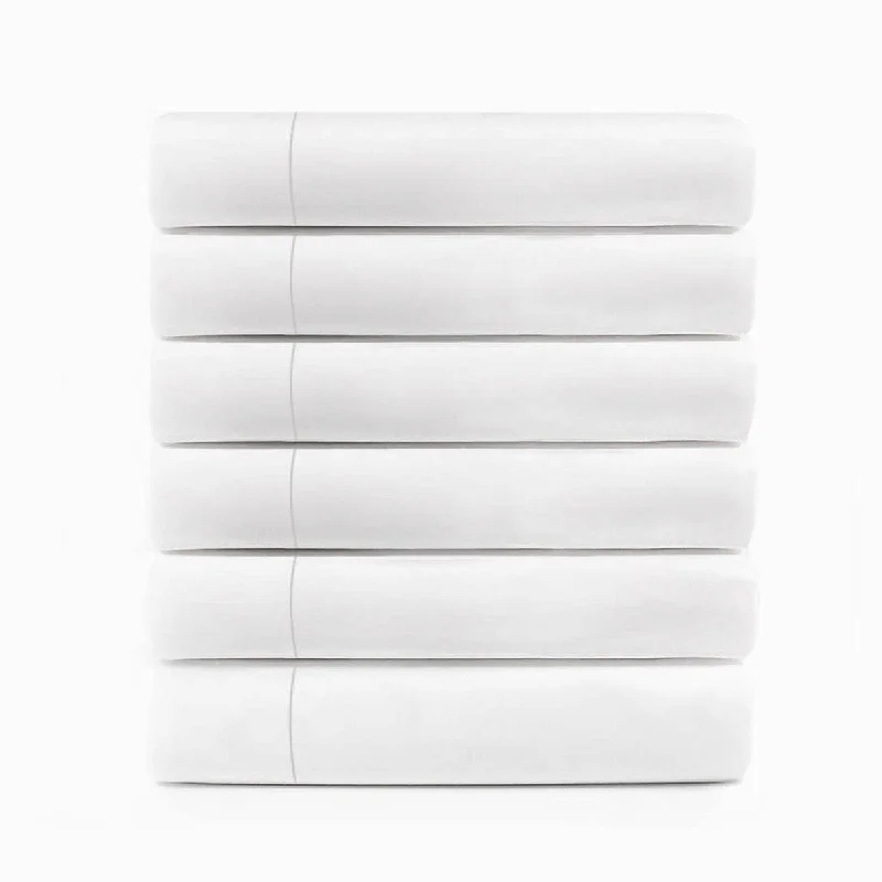 Superior Cotton Blend Hotel Quality White Flat Bed Sheet Set of 6