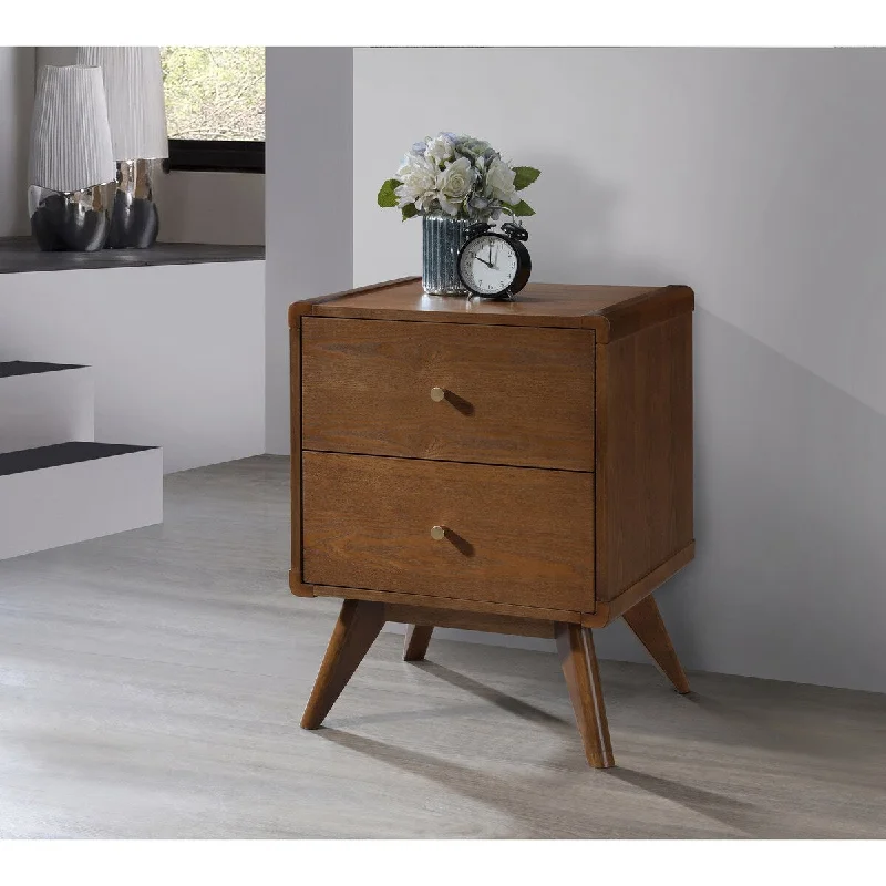 Traditional Meredith 2-drawer Nightstand with Tapered Legs, Solid Walnut Wood Bedside End Table, 16''L*19''W*25''H