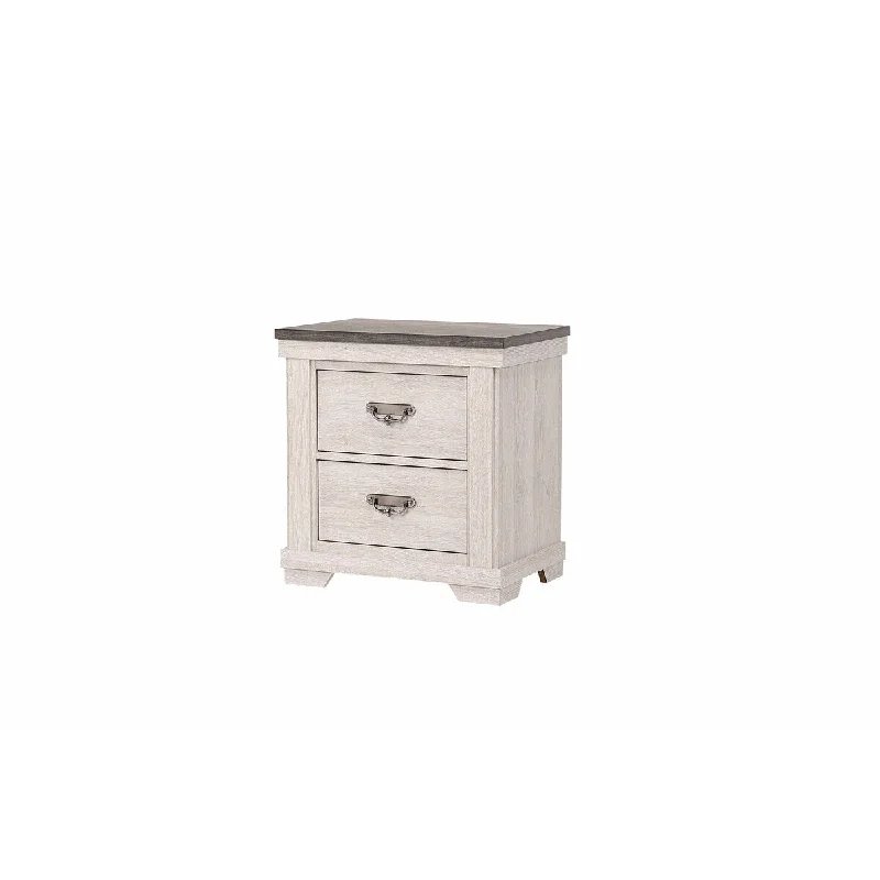 White Wooden Modern Nightstand Two Drawers for Bedroom,Livingroom