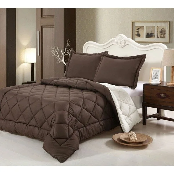 All Season Hand-crafted Brushed Velvet Down Alternative Reversible Comforter Set