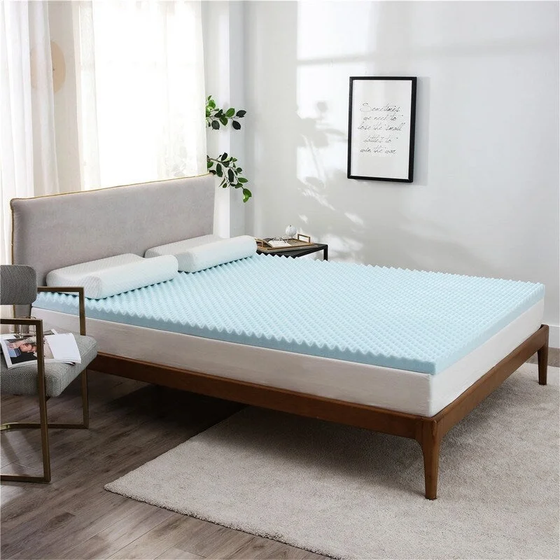 AOOLIVE Egg Crate 3" Gel Memory Foam Mattress Topper - Blue