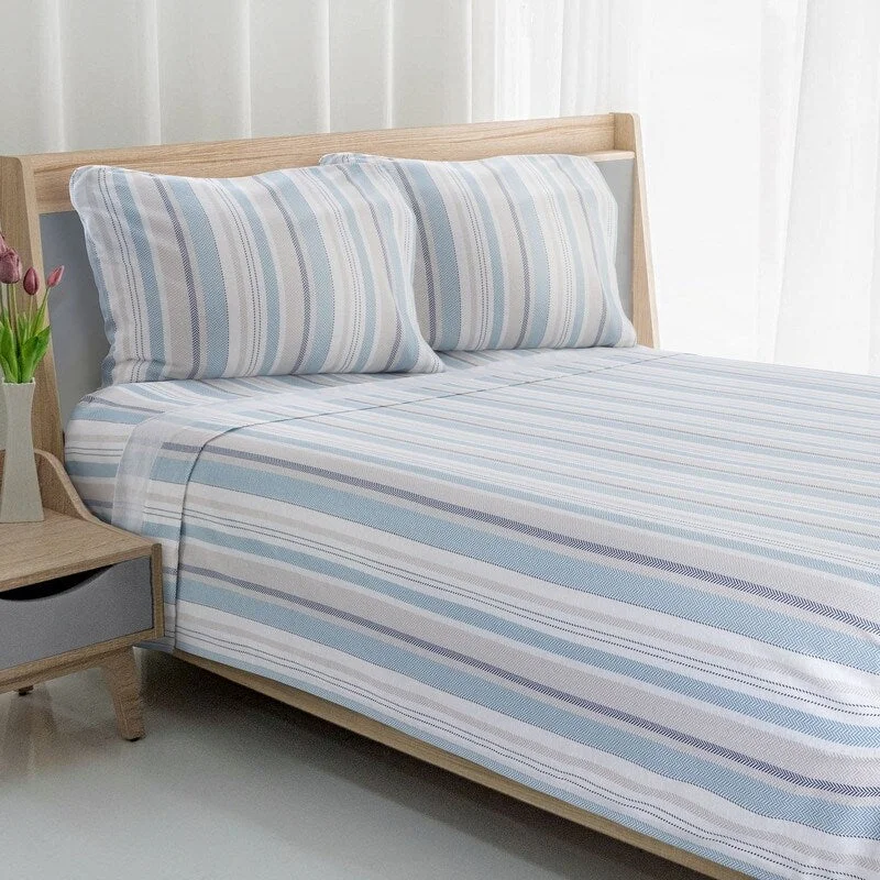 Avanti Pajama Stripe Flannel Queen Sheet Set