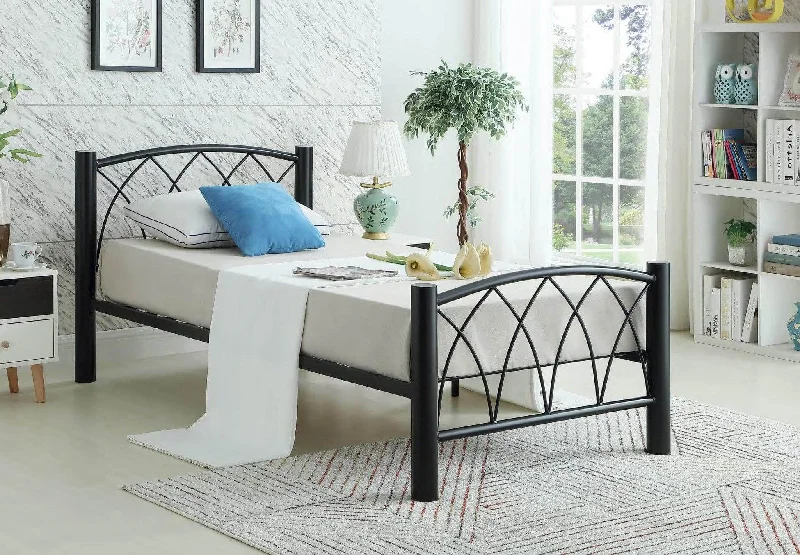 Black Metal Mattress Support Bed