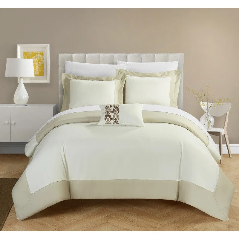 Chic Home 4-Piece Uma Beige Reversible Duvet Cover Set