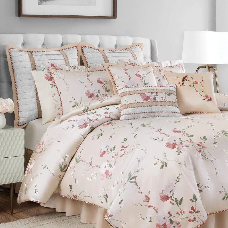 Croscill Blyth Floral Champagne and Blush 4 Piece Comforter Set