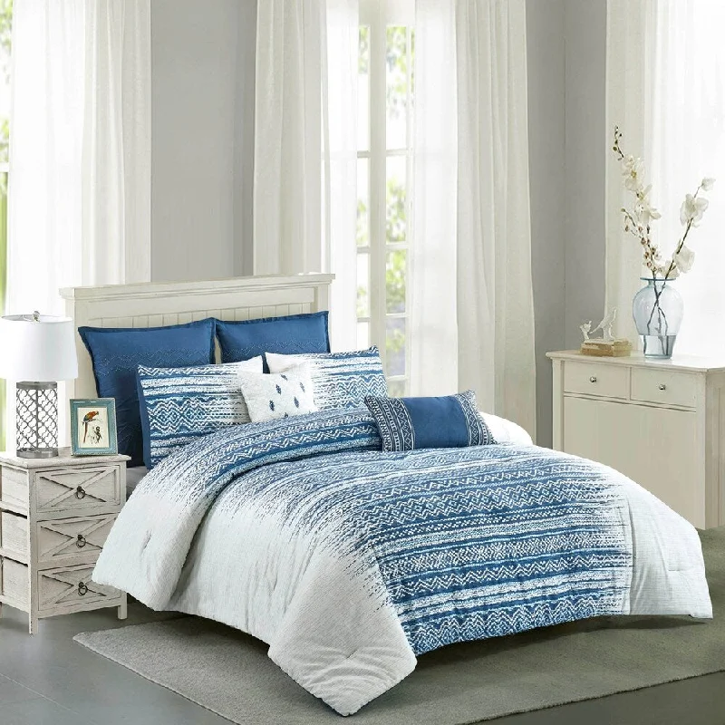 Dorian Cotton Printed Comforter Set in Blue