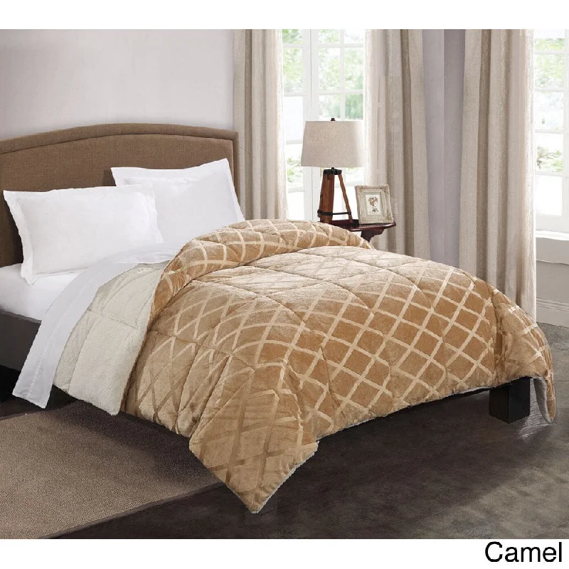 Embossed Mink to Faux-Fur Reversible Down Alternative Comforter