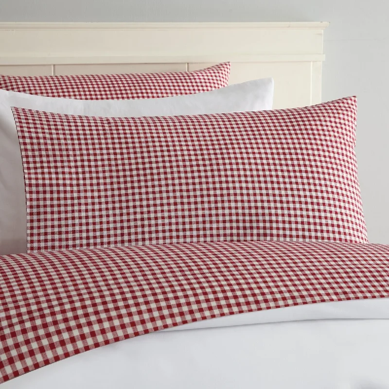 Laurel & Mayfair Gingham 100% Cotton Percale Sheet Set, Red