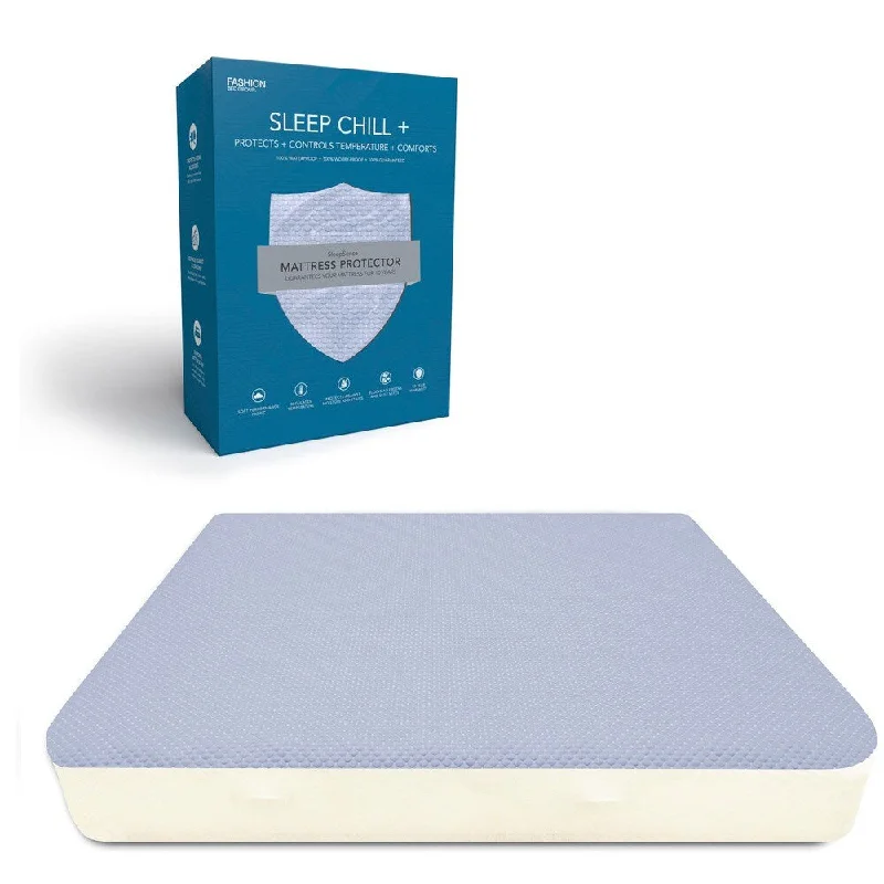 Leggett & Platt Sleep Chill + Crystal Gel Mattress Protector with Cooling Fibers and Blue 3-D Fabric