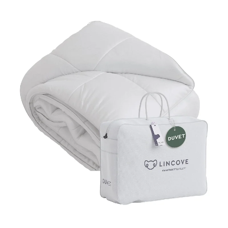 Lincove Down Alternative Comforter with 400 Thread Count 100% Cotton Sateen Shell and Corner Loops for Secure Fit