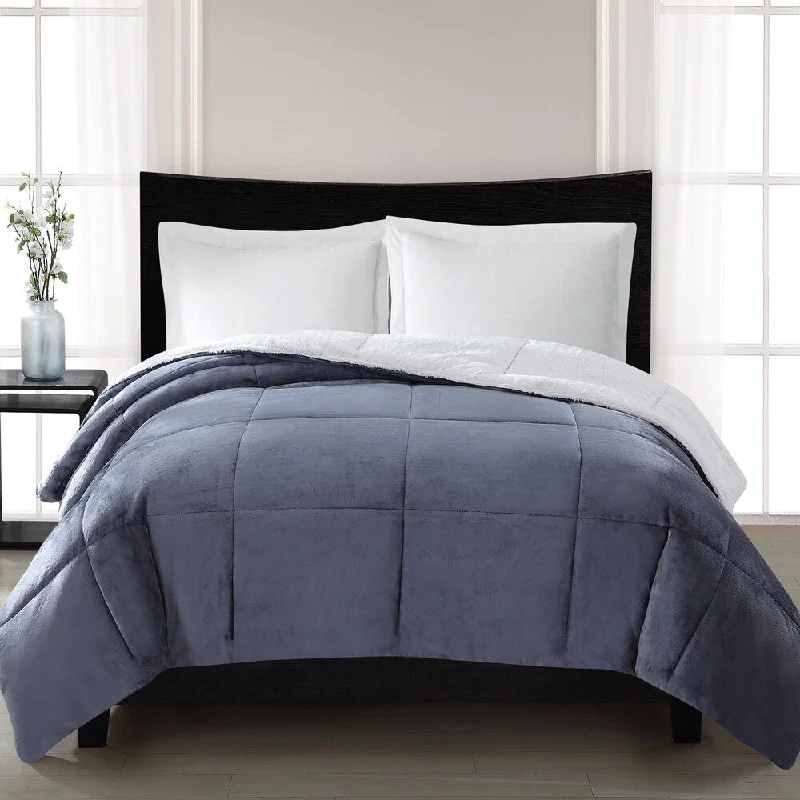 London Fog Supreme Luster Velvet Reversing to Faux Fur Comforter