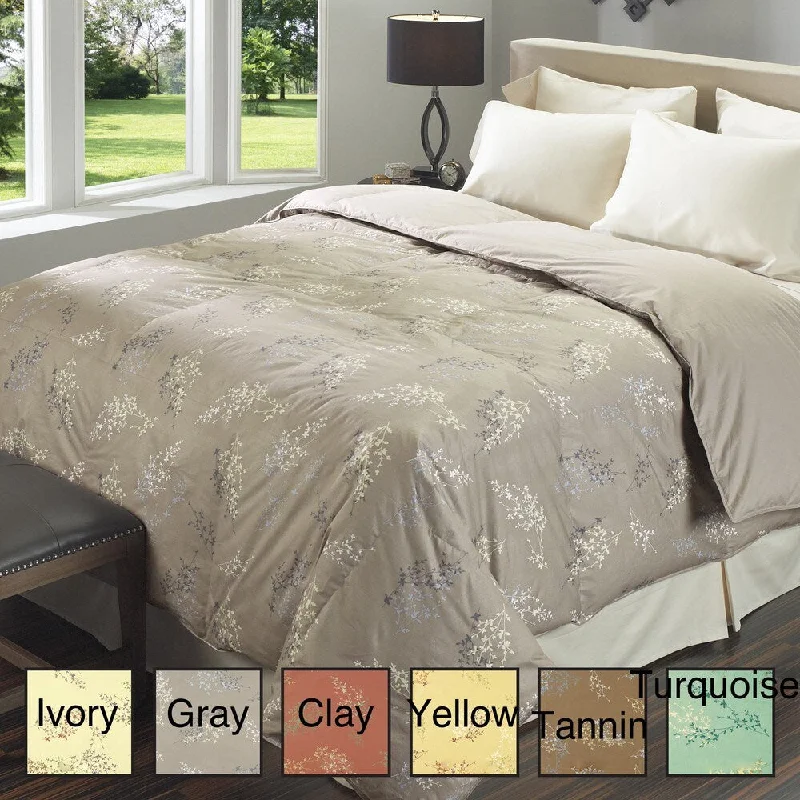 Luxury-sized Asian-print 330-thread-count Baffle-box Down Comforter