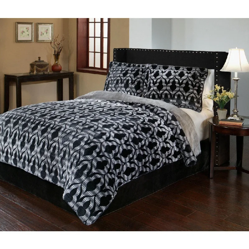 Merekesh Velvet Plush Print Comforter Set