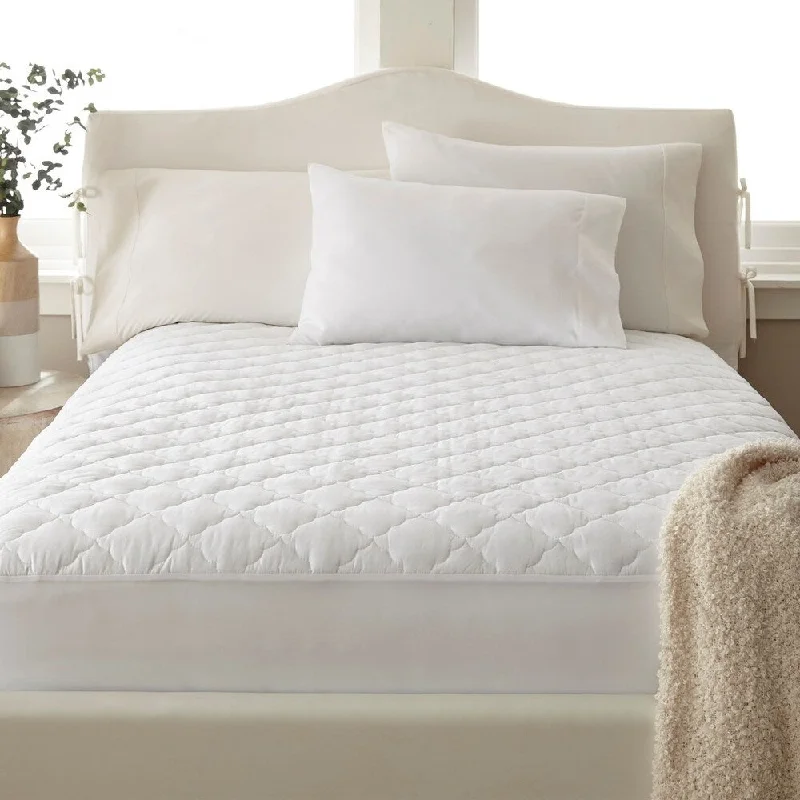 Modern Threads 400 Thread Count 100-Percent Cotton Solid Waterproof Quilted Mattress Pad - White