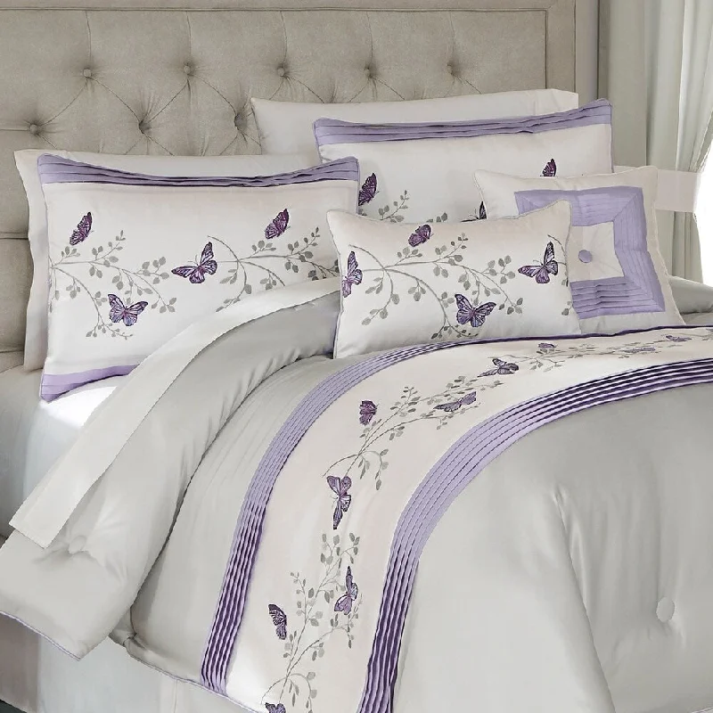 Porch & Den Melinda Embroidered Butterfly 4-piece Comforter Sets