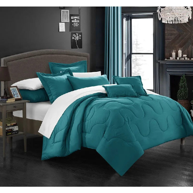 Porch & Den Rhode Island Teal Down Alternative 7-piece Comforter Set