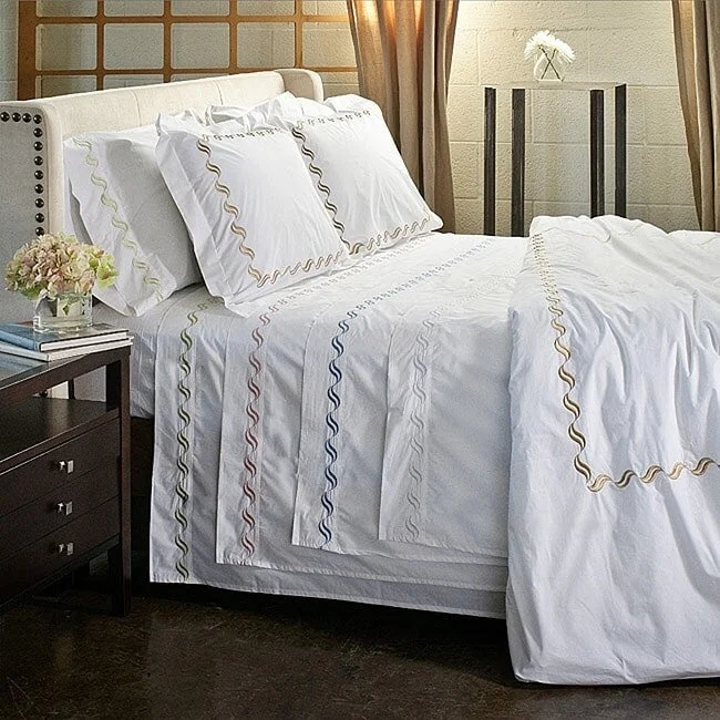 Scroll Embroidery 300 Thread Count Cotton 3-piece Duvet Cover Set