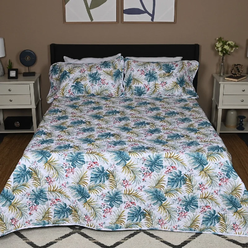 Shop LC 3pc Leaf Disperse Print Quilt Set Coral Microfiber Wrinkle Resistant Comforter