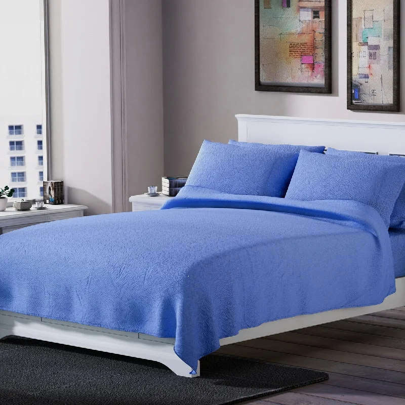 Shop LC HOMESMART Blue Solid Polyester Embossed 6 pcs Breathable Sheet Set - King