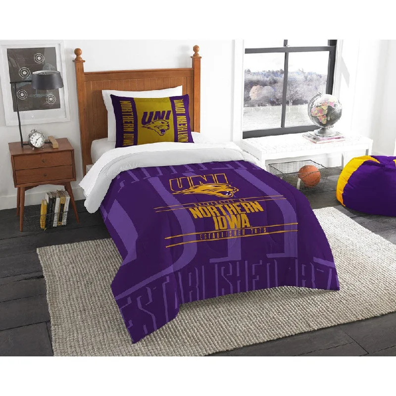 The Northwest Company Northern Iowa Modern Take Yellow and Purple Polyester Twin 2-piece Comforter Set