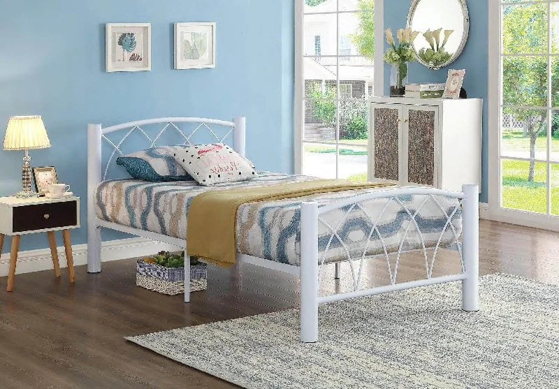 White Metal Mattress Support Bed